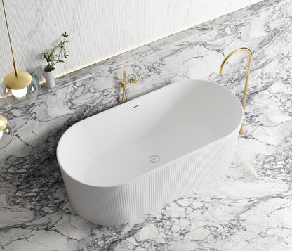 Attica Noosa Fluted 1500 Matte White Bath with Overflow