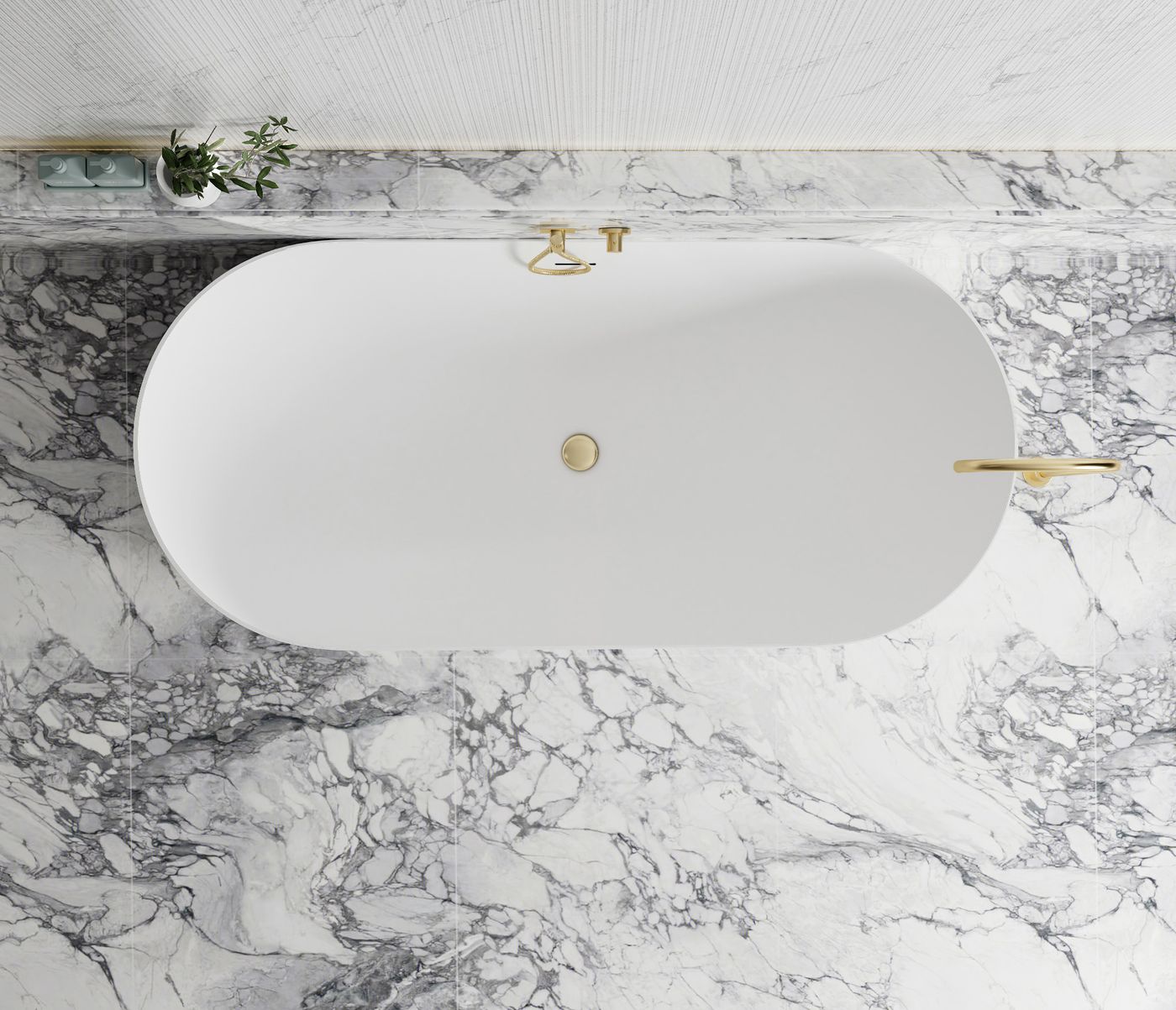 Attica Noosa Fluted 1500 Matte White Bath with Overflow
