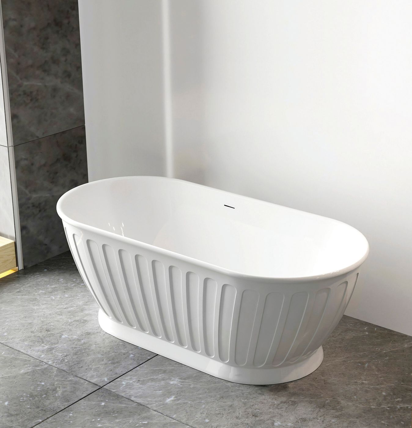 Attica Kensington 1500 Gloss White Bath with Overflow
