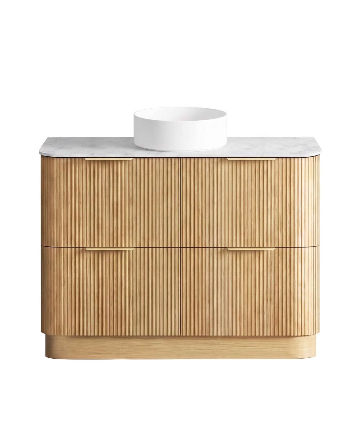 Havana 1200mm Woodland Oak Fluted Floorstanding Curve Vanity with Cloudy Carrara Top