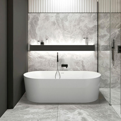 Attica Noosa Fluted 1700 Gloss White Bath with Overflow