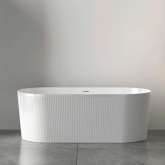 Attica Noosa Fluted 1700 Gloss White Bath with Overflow