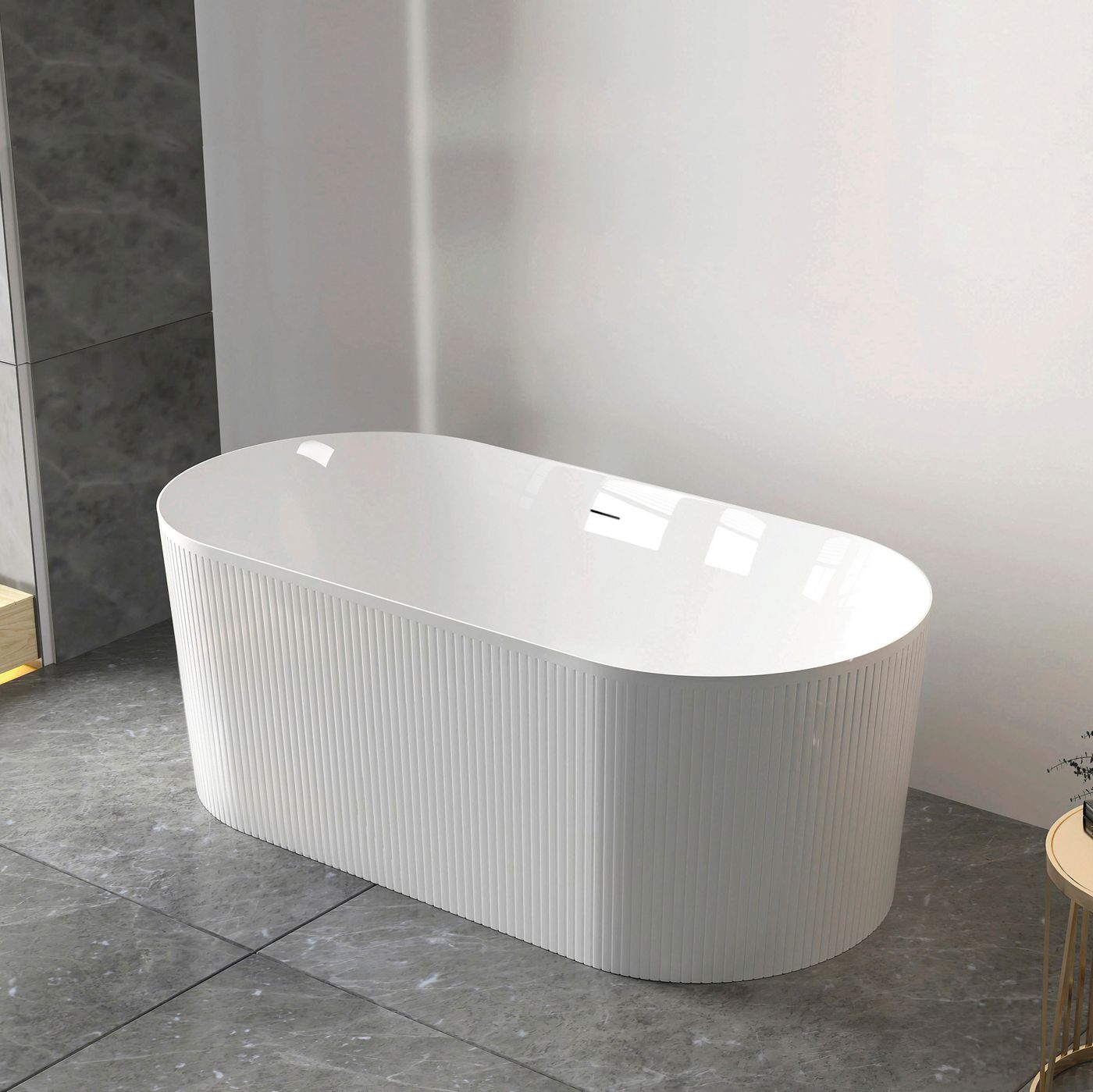 Attica Noosa Fluted 1700 Gloss White Bath with Overflow