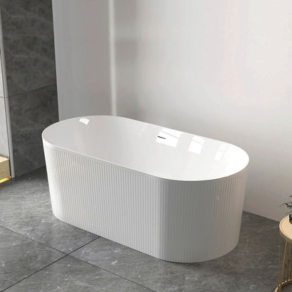 Attica Noosa Fluted 1700 Gloss White Bath with Overflow