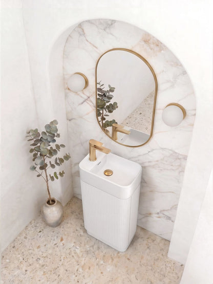 Maxi Space Saver Matte White Curved Floor Standing Vanity
