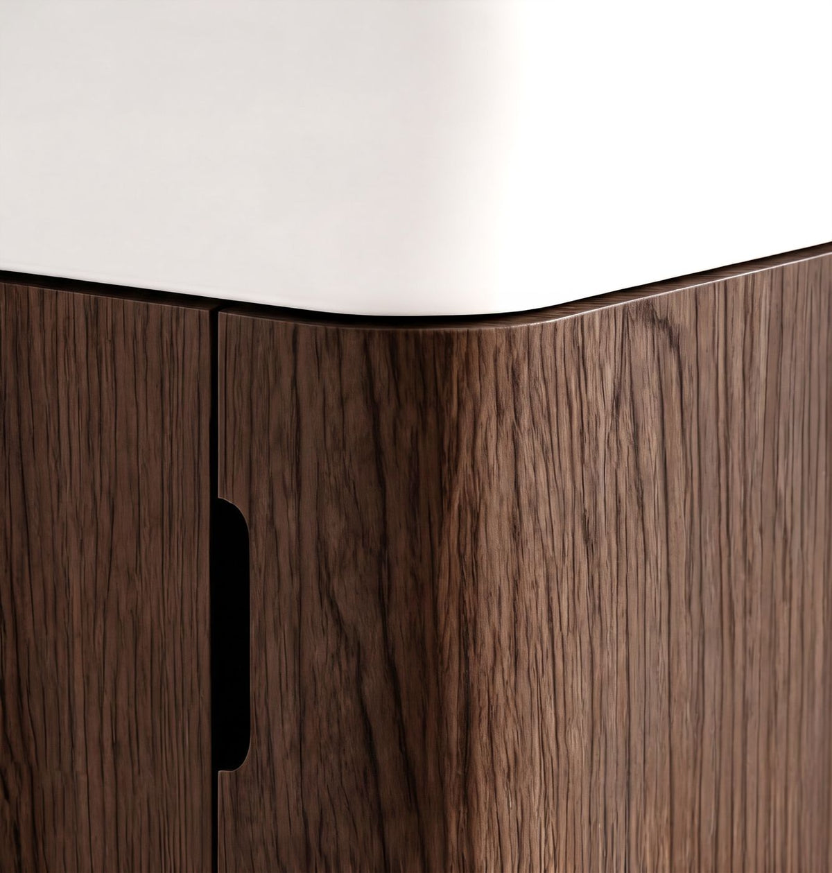 Maxi Space Saver Sable Walnut Curved Floor Standing Vanity