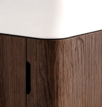 Maxi Space Saver Sable Walnut Curved Floor Standing Vanity