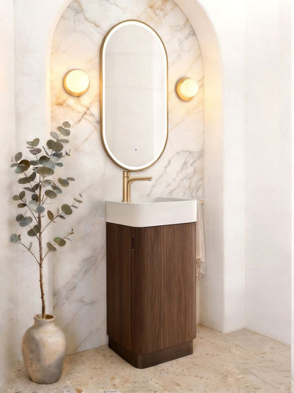Maxi Space Saver Sable Walnut Curved Floor Standing Vanity