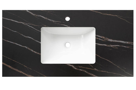 Rock Plate Stone 750x465x15 Empire Black - with Undermount Basin - 12 O'clock Taphole