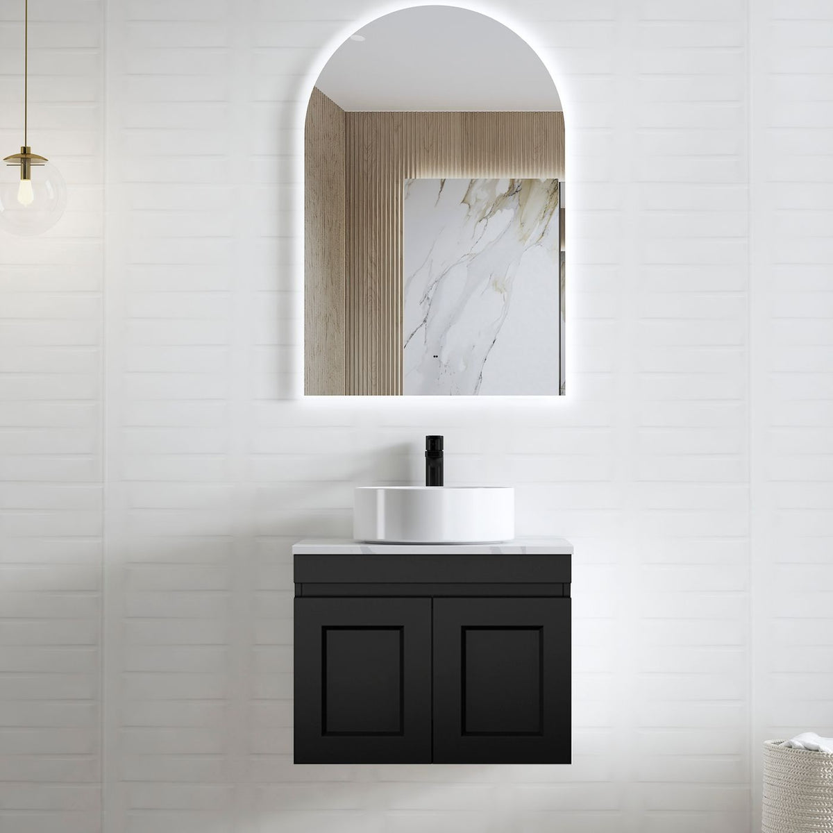 Hampton Mark II 600mm Satin Black Wall Hung Cabinet Only