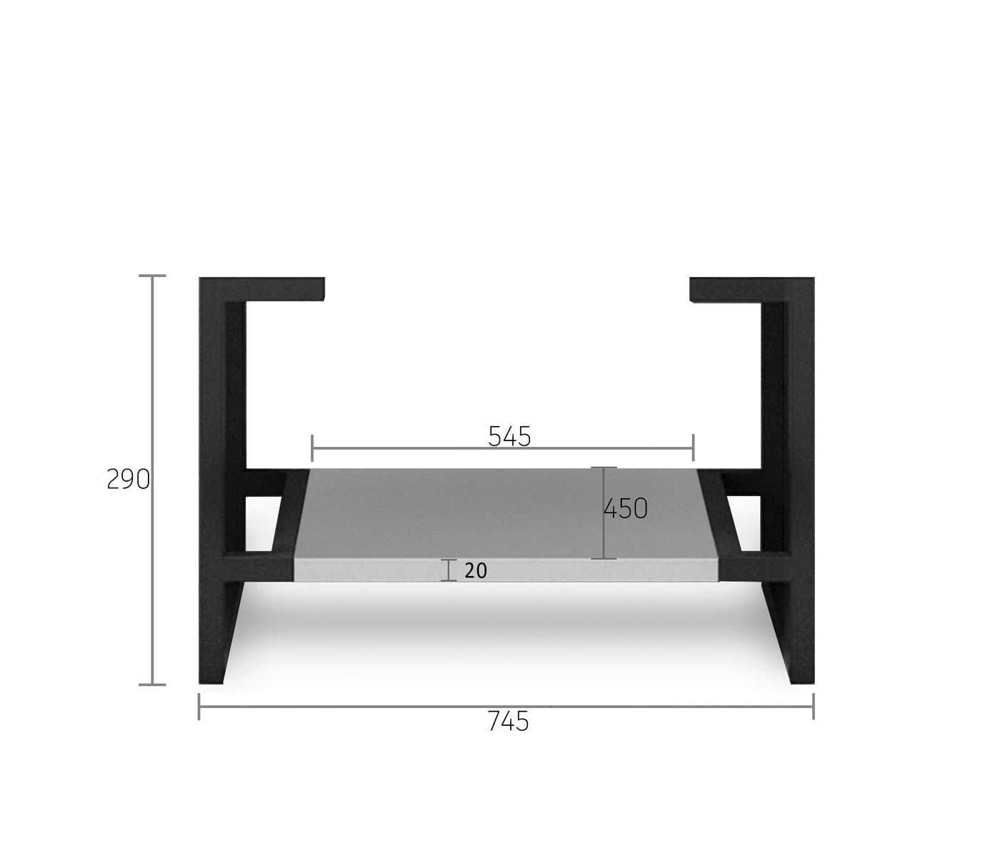 Leg Boston 750X450 Matte Light Grey