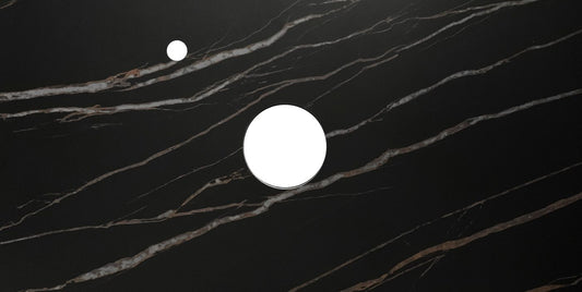 Rock Plate Stone 900x465x15 Empire Black - Above Counter 10 O'Clock Taphole