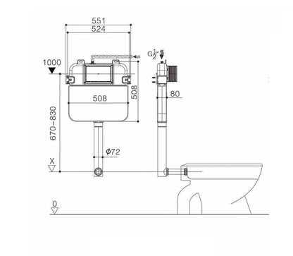 R&T Alpha Inwall Floorstanding Cistern