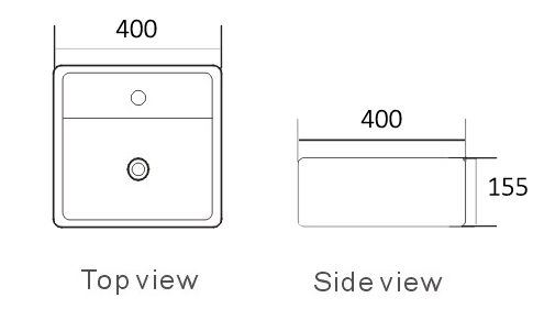 OSKAR Wall Hung Square 400x400x155 Basin