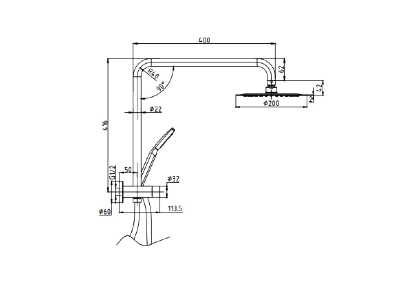 Pavia Compact Twin Shower with 200mm Round Head Brushed Nickel