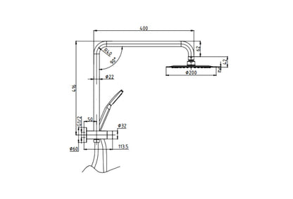 Pavia Compact Twin Shower with 200mm Round Head Brushed Nickel