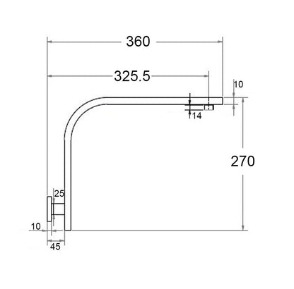 Taran Brushed Nickel Gooseneck Shower Arm Square