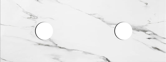 Rock Plate Stone 1200x465x15 Mont Blanc - Above Counter No Taphole - Double Bowl Waste cut out