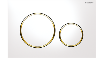 Sigma20 Dual Flush Button Round White With Gold Trim