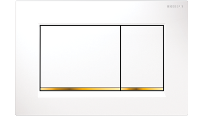 Sigma30 Dual Flush Button Square White With Gold Trim