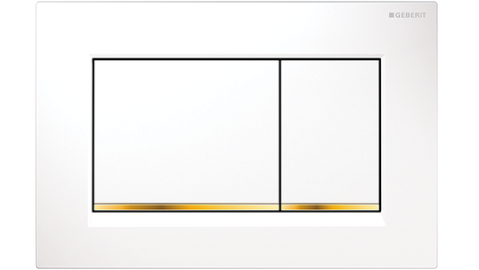 Sigma30 Dual Flush Button Square White With Gold Trim