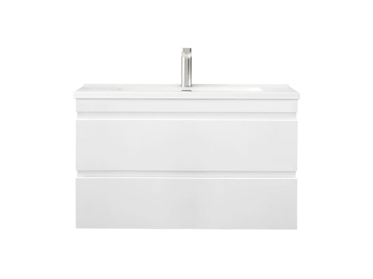 Dover 750mm Gloss White Wall Hung Vanity with Ceramic Top