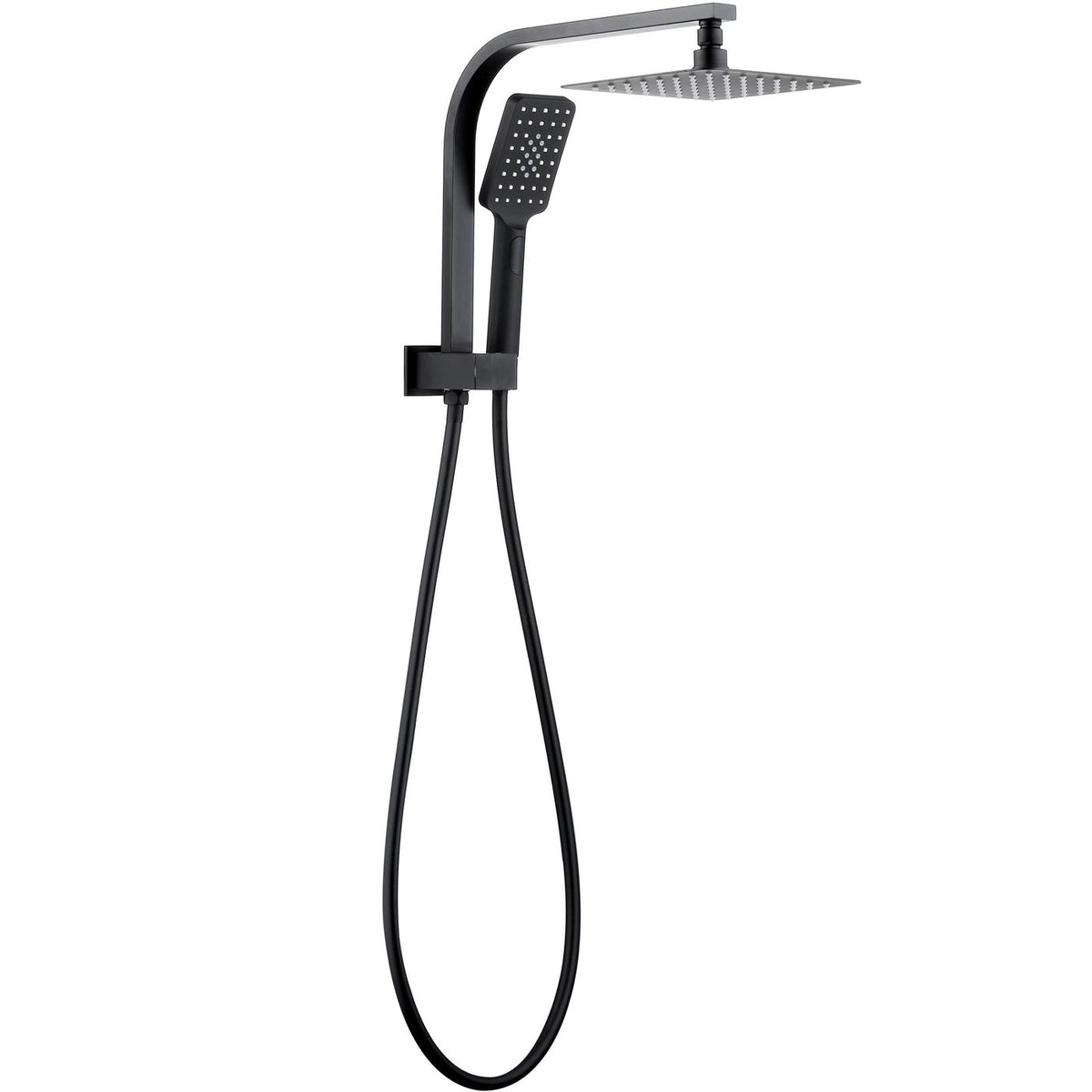 Taran 250mm Matte Black Twin Shower Half Rail Top Inlet Square