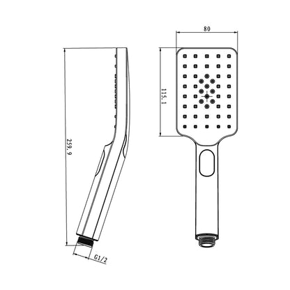 Taran 250mm Matte Black Twin Shower Half Rail Top Inlet Square
