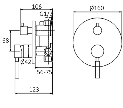 Pavia Wall Diverter Mixer Matte Black