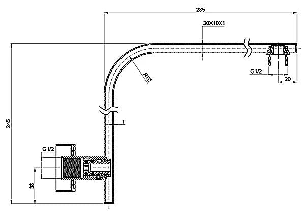 INSPIRE TARAN GOOSENECK ARM 380MM