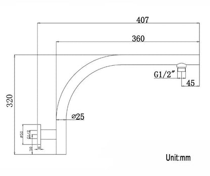 INSPIRE TARAN GOOSENECK ARM 380MM