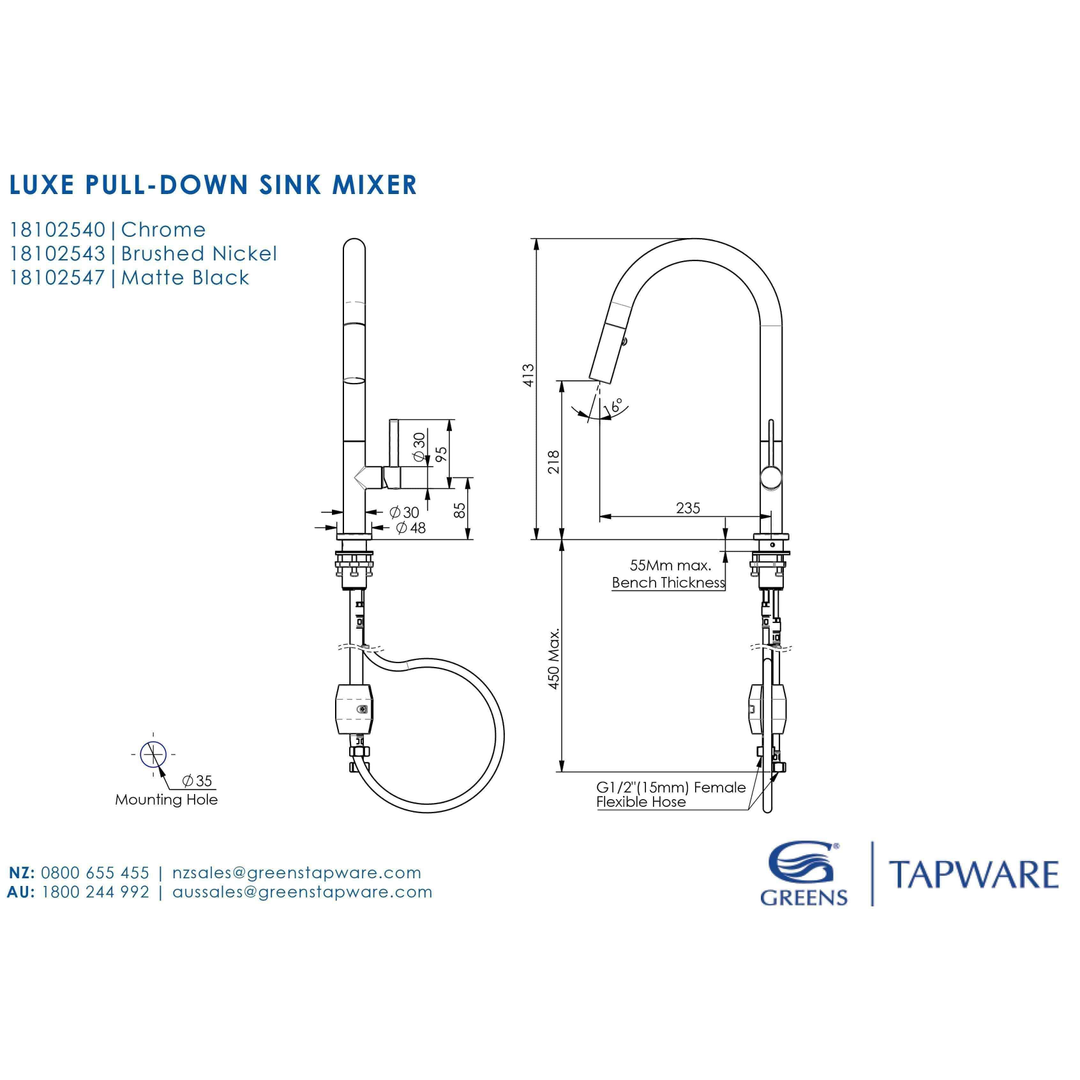 Greens Luxe Pull-Down Kitchen Mixer  18102547