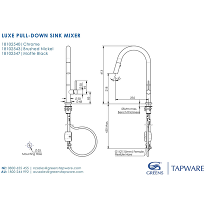 Greens Luxe Pull-Down Kitchen Mixer  18102547