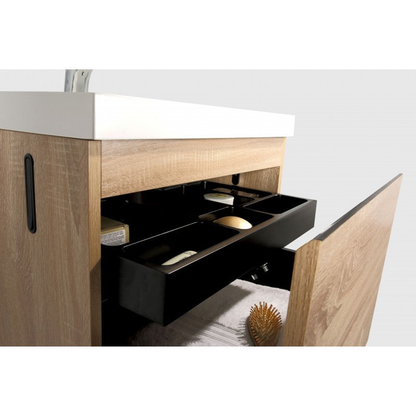 Belbagno Roxanne 600mm Wall Hung Vanity  Oak P/Marble Top