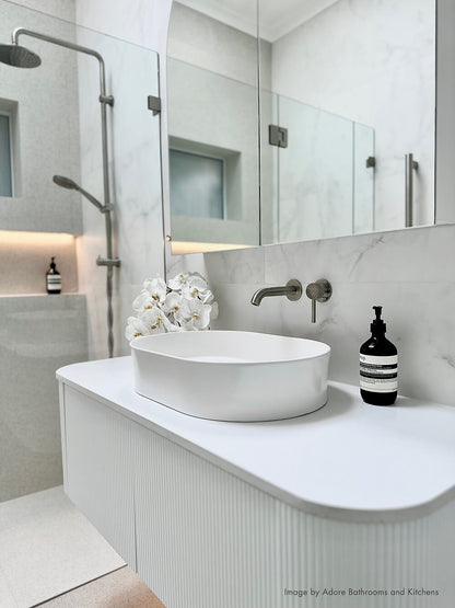 Fino 55 x 38 Matte White Above Counter Fireclay Basin