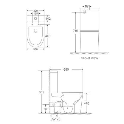 Fino WhisperFlush Matte White Close Coupled Back to Wall Toilet Suite with Thin Seat
