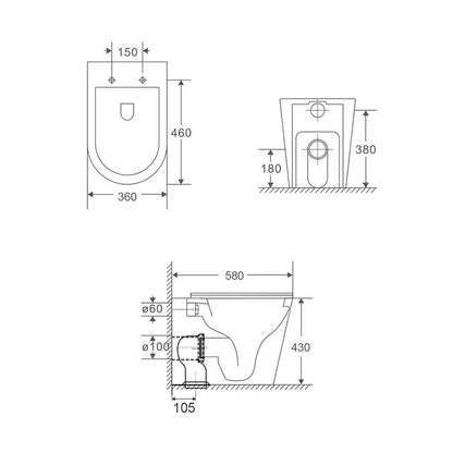 Package - Fino WhisperFlush Gloss White Floor Mounted Pan & Thick Seat + Geberit In-wall Cistern + Flush Plate