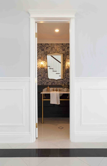 Mayer Basin Stand With 90 x 55 Real Carrara Marble Top - Brushed Brass
