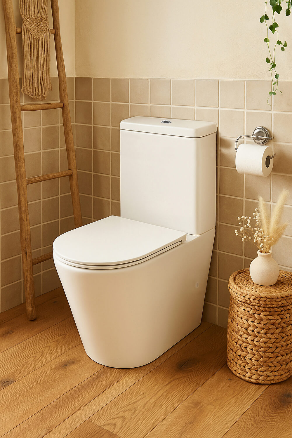 Fino WhisperFlush Matte White Close Coupled Back to Wall Toilet Suite with Thin Seat