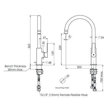 Greens Astro II Gooseneck Sink Mixer Gun Metal
