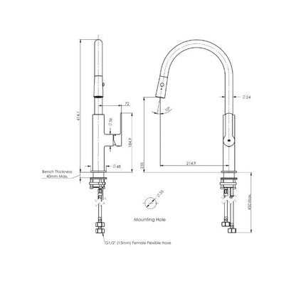 Greens Astro II Pull-Down Sink Mixer Gun Metal