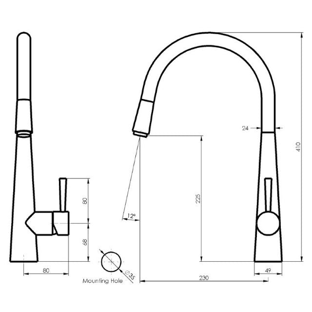 Greens Galiano Pull-Down Sink Mixer Gun Metal