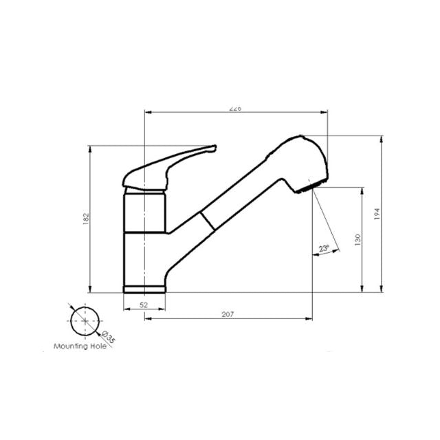 Greens Regency Top Lever Pull Out Mixer