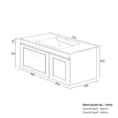 Otti Hampton Mark II satin  Wall Hung Vanity 900mm