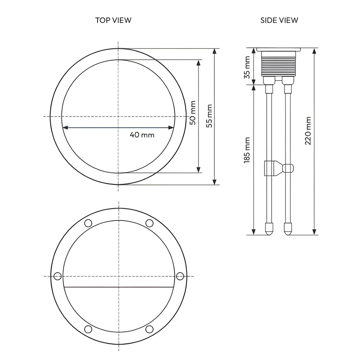 BELBAGNO TOILET SUITES ROUND FLUSH BUTTON 55MM BRUSHED