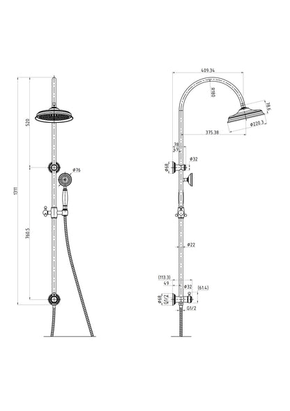 Clasico Shower Set - Matt Black