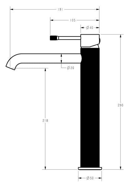 Linie High Rise Basin Mixer - Brushed Nickel