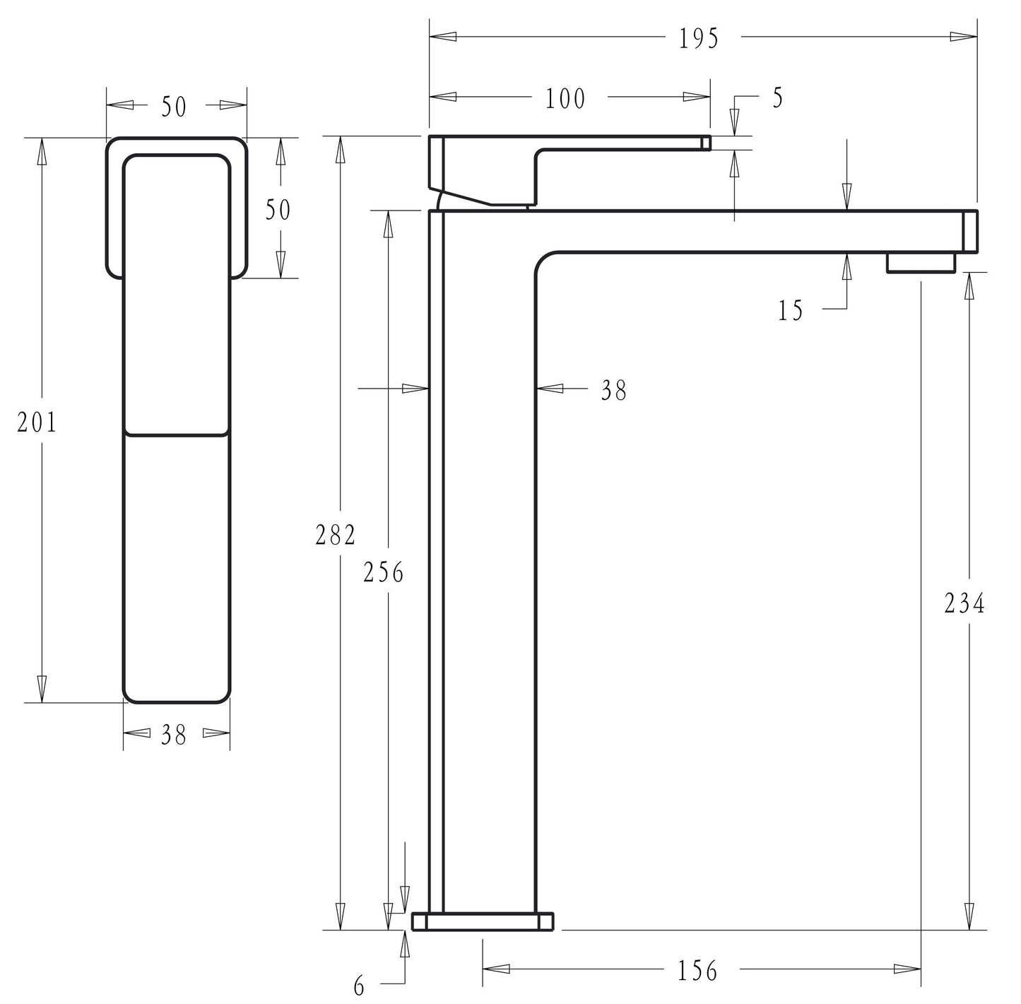 Ceram Basin Mixer High Rise - Chrome
