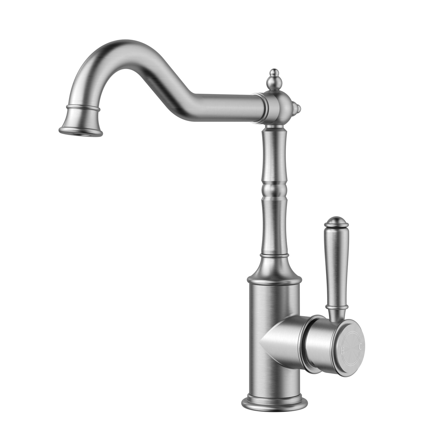 Clasico Sink Mixer Hook Spout - brushed-gold / Standard Handle