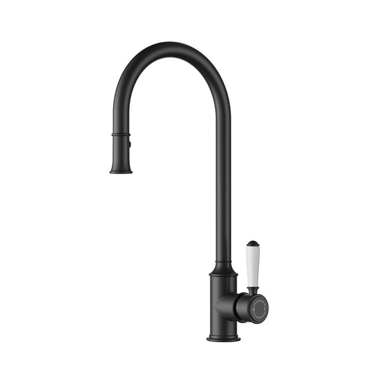 Clasico Sink Mixer Pull-Out - matt-black / Ceramic Handle